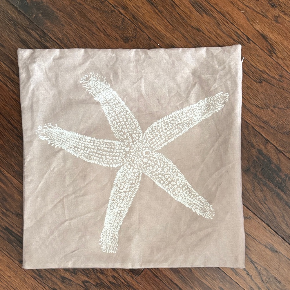 Starfish Print Beige Pillow Cover